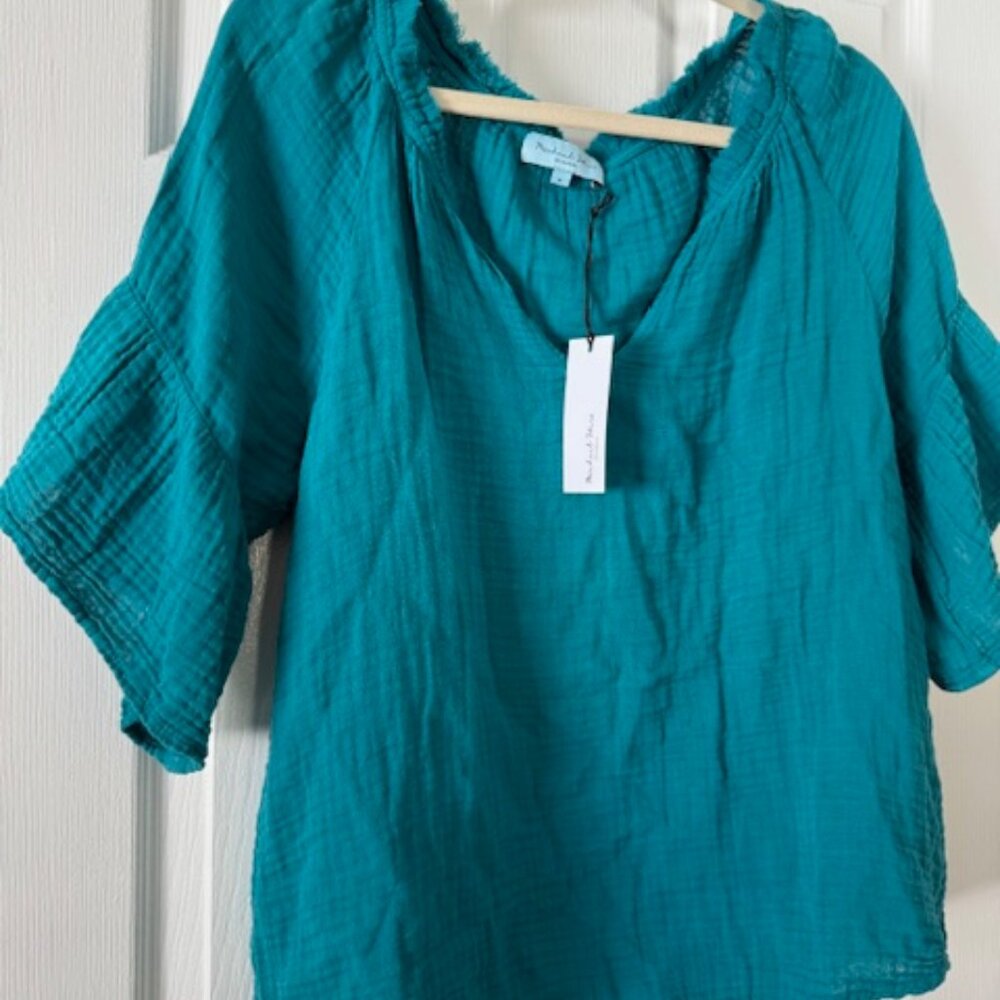 Michael Stars Savannah Gauze Top - Teal - M - NWT